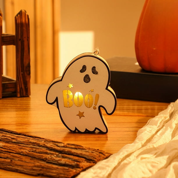 Decoraciones de Halloween, adornos de Halloween, regalos de Halloween, luces decorativas de Halloween, linternas portátiles, linternas de madera, colgantes de escenas de Halloween, linterna de hoja