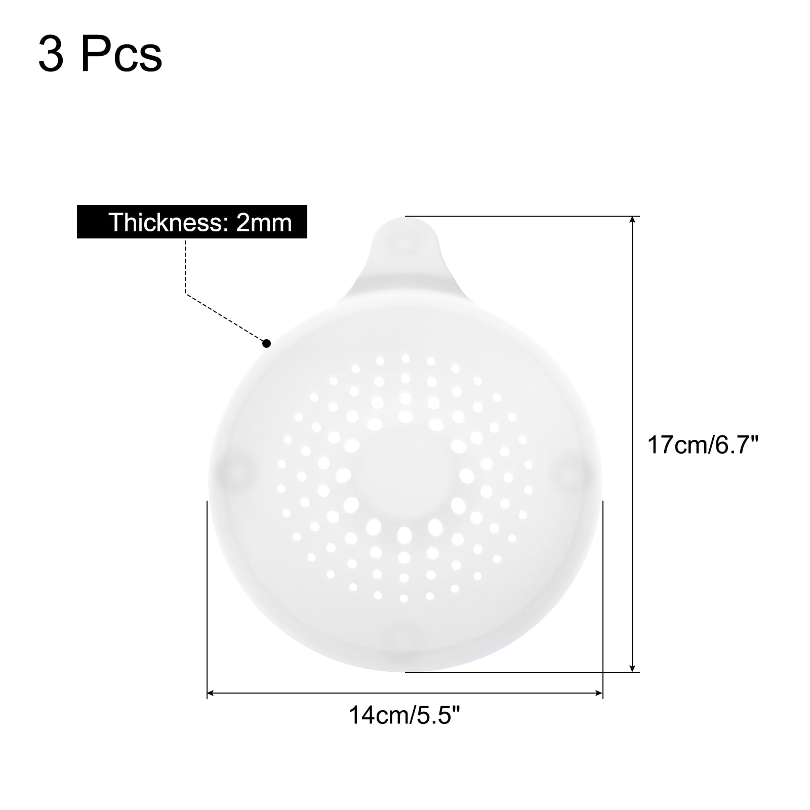Unique Bargains Shower Drain Hair Catcher Silicone Round Stopper 5.5" Dia White 3Pcs