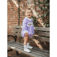 thumbnail image 6 of BemeyourBBs Newborn Baby Girl Mardi Gras Outfit Pliad Bubble Romper Embroidered Long Sleeve Bodysuit Spring Clothes, 6 of 9