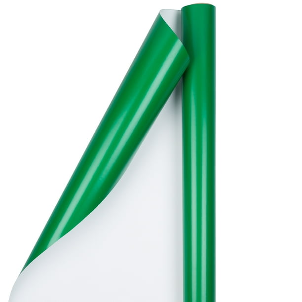 JAM Paper Glossy Wrapping Paper, 25 sq ft, Green, 1 per Pack