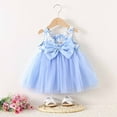 thumbnail image 2 of Toddler Kids Tutus Dress, Girls Bowknot Flower Tulles Princess Birthday Party Pageant Dresses Child Dress with Bow Blue 12M, 2 of 4