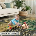 thumbnail image 3 of 4x8ft Kids Rug,Tropical Plants Banana Leaves Dining Room Rug,Green Golden Leaves Lines Easy To Clean Soft Washable For Bedroom Office Game Room Teen Room Hotel, 3 of 7