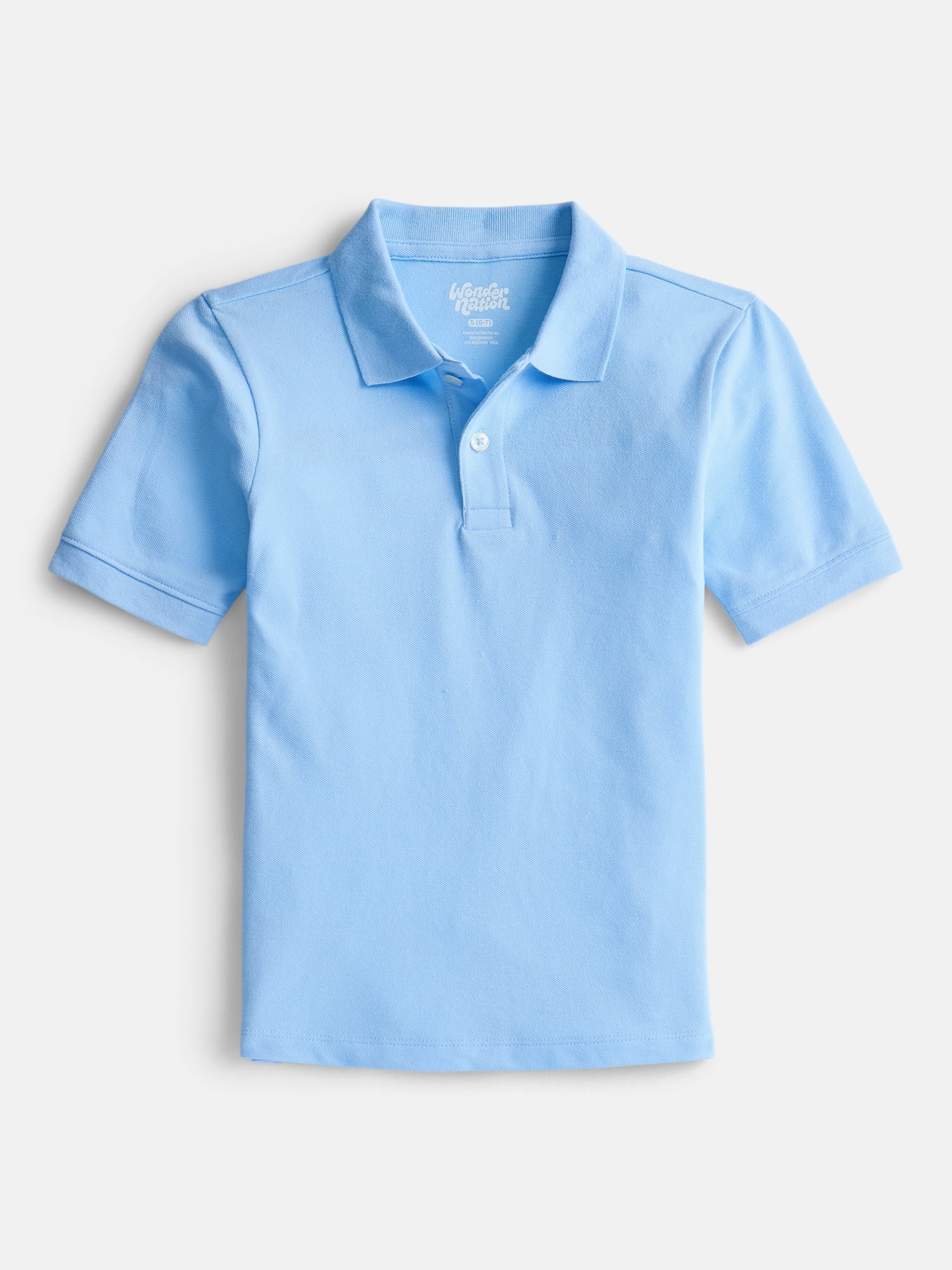 Wonder Nation Boys School Uniform Short Sleeve Pique Polo Shirt, 2-Pack, Size 4-18 & Husky