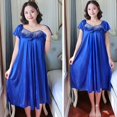 thumbnail image 2 of Women Sexy Sleepwear Silk Satin Short Sleeve Nightgown Robes Night Dress Nightie, 2 of 5