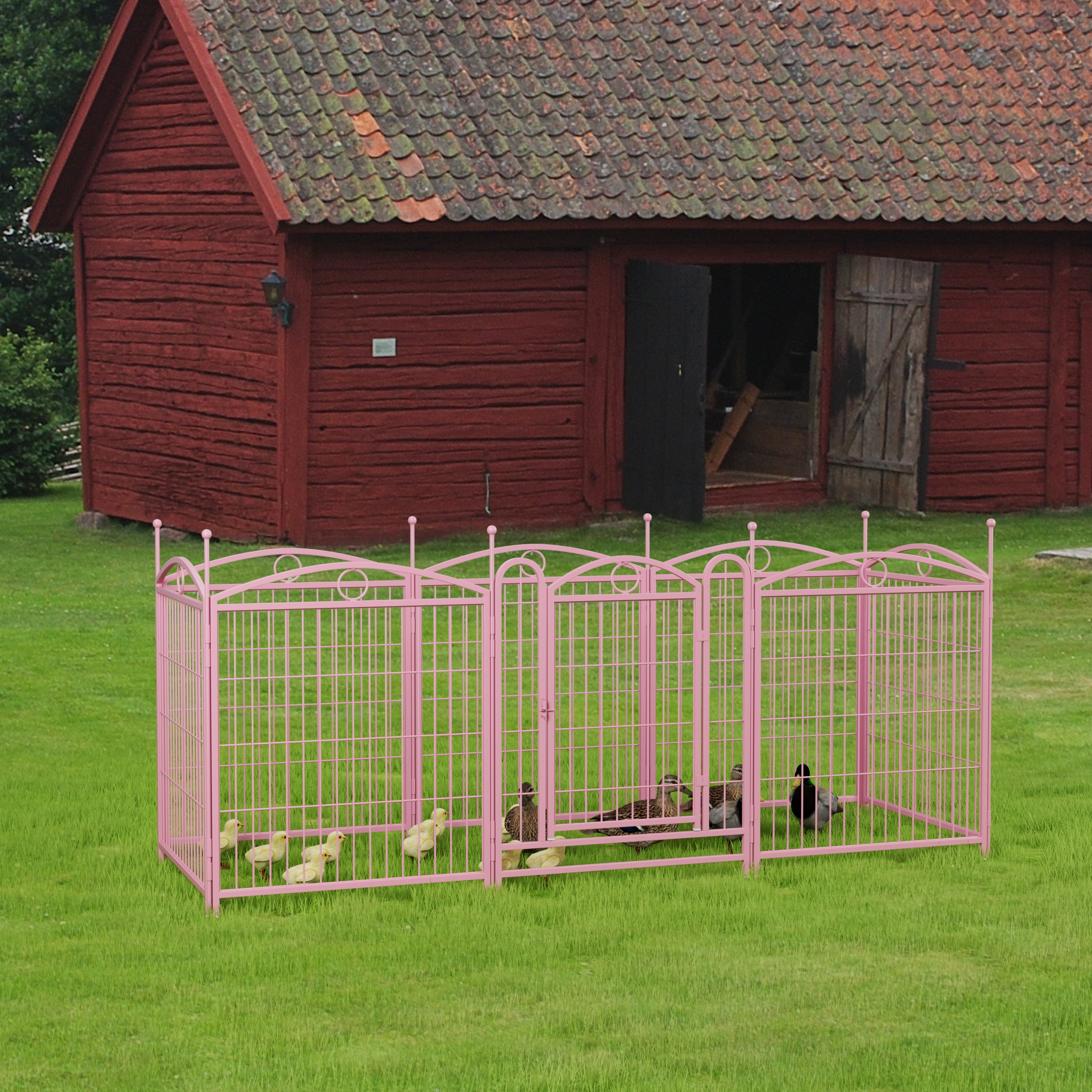 ZephyPaw Dog Playpen Indoor 32 inch 8 Panels Heavy Duty Dog Fence Puppy Pen for Large Medium Small Dogs Indoor Outdoor ,Pink