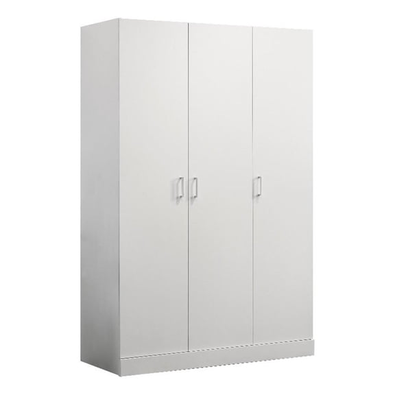 Clan 72 Inch Wardrobe Cabinet Armoire with Shelf- Hanging Rod- White Wood