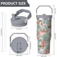 thumbnail image 4 of 30 Oz Tumbler Green Flowers Yellow White Dogs Tumbler with Lid and Straw, Birthday Gift Cup for Friend Women Men Coffee Travel Mug Thanksgiving Day Halloween Christmas Gift Water Bottle, 4 of 7