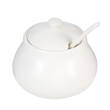 ACDANC White Ceramic Coffee Mug with Sugar Bowl and Spoon Set for Home Kitchen Cafe