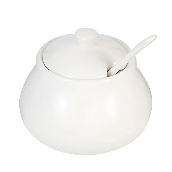 ACDANC White Ceramic Coffee Mug with Sugar Bowl and Spoon Set for Home Kitchen Cafe