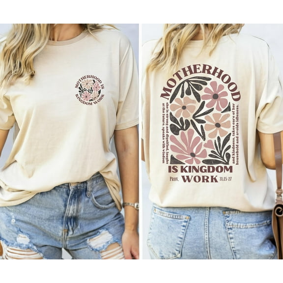 Motherhood Is Kingdom Work Shirt, Christian Mom Shirt, Gift For Mom, Retro Christian Mom Shirt