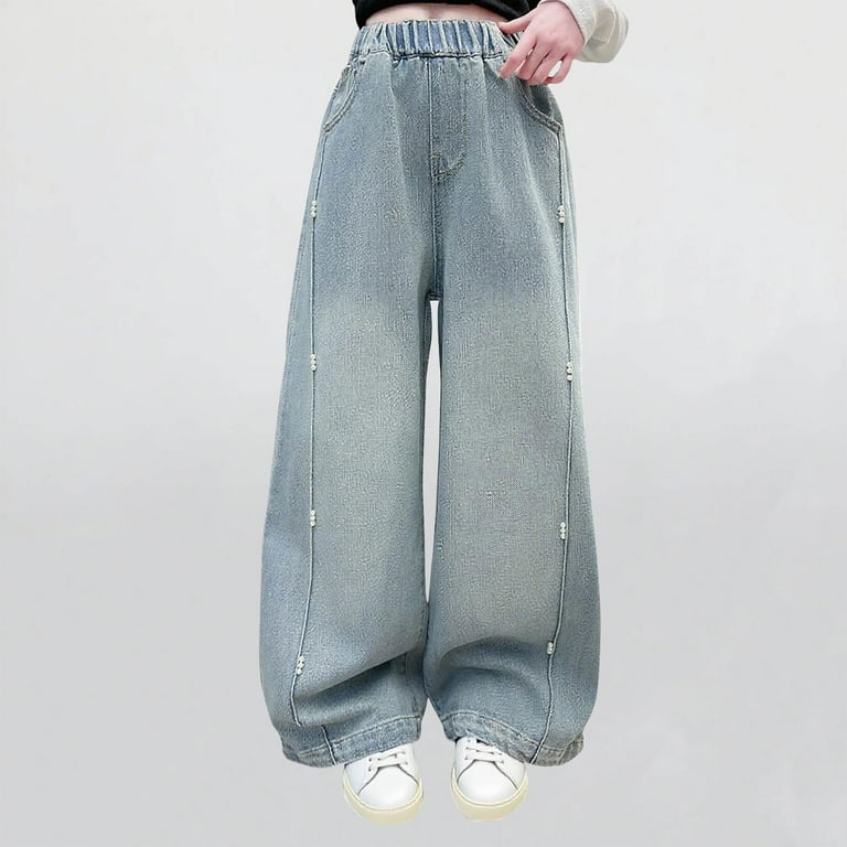 Avrntaa Baggy Denim Pants for Girls High Waist Baggy Wide Leg