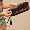 thumbnail image 4 of Women Retro Boho Ethnic Embroidered Wristlet Clutch Bag Handmade Purse Wallet, 4 of 7