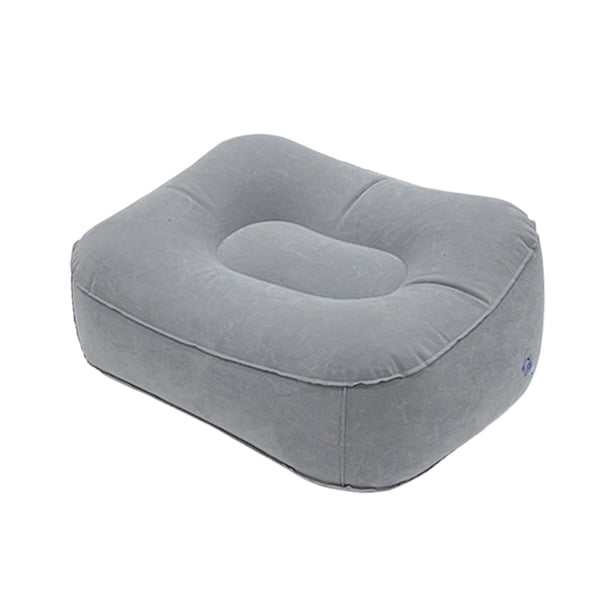 Almohada reposapiés inflable para conciertos, coches y aviones. Cómodo. Gris