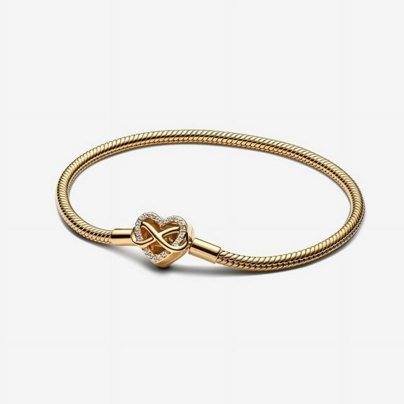 Pandora Sparkling Infinity Heart Clasp Snake Chain Bracelet Gold (7.5in) (6.7in)