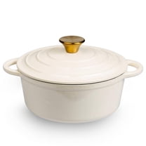 2.8 qt. Durable Cast Iron Dutch Oven Casserole Pot in Cream Enamel