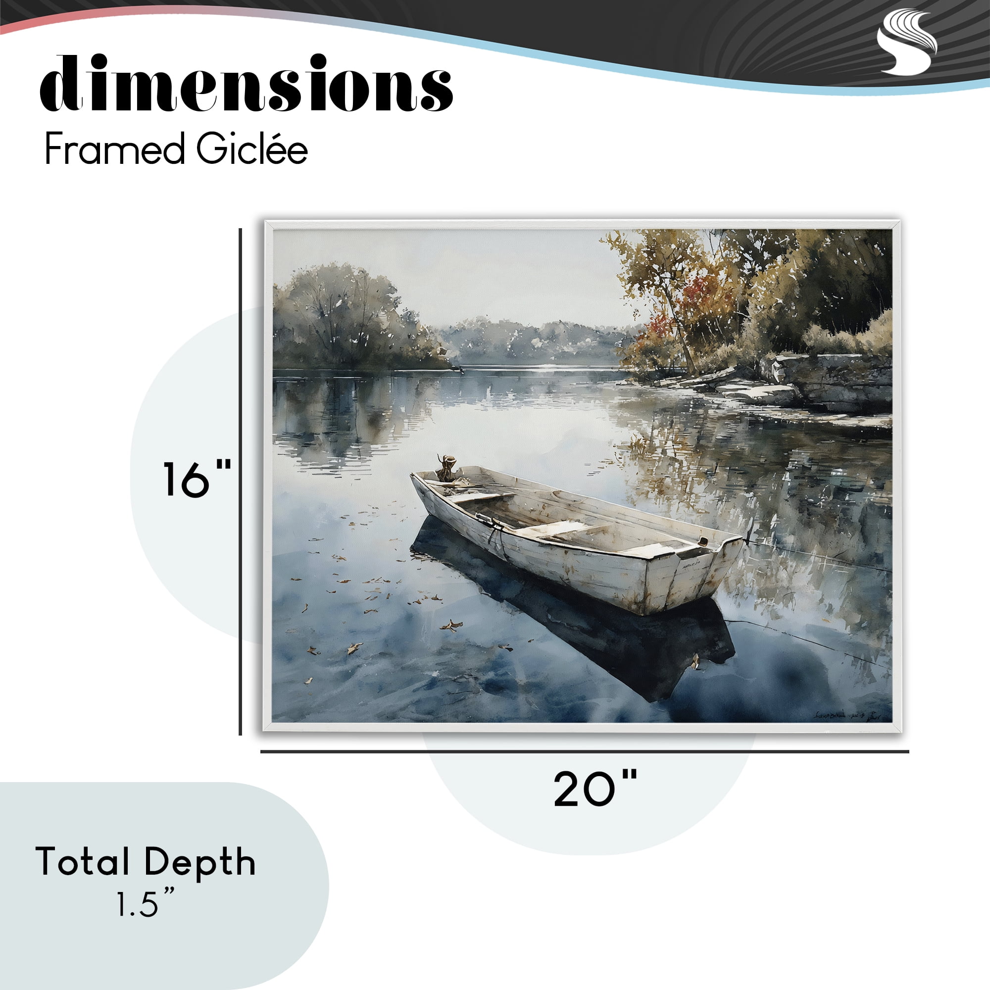 Stupell Industries Boat Ride Through Autumn Reflections White Framed Giclee Art, design by Franklyn Gregory