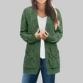 thumbnail image 2 of Wyobmus Womens Long Cardigan Sweaters Plus Size Knit Cardigan Solid Loose Long Sleeves Cable Knit Blouse Cardigan Coat Green, 2 of 6