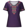 thumbnail image 4 of Blouse Décontractée pour Femme à Col en V avec Imprimé, T-Shirt à Manches Courtes, Hauts d'Été, 4 of 9