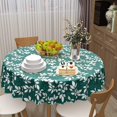 thumbnail image 5 of Summer Leaf Round Tablecloth 60 Inch Leaves Farmhouse Green Washable Wrinkle Stain-Resistant Table Cloth Polyester Table Cover for Kitchen Dinning Parties Holiday, 5 of 5