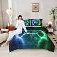 thumbnail image 4 of Castle Fairy Twin 2-Piece Teens Green Blue Gamepads Abstract Lightning Comforter Set, 4 of 8