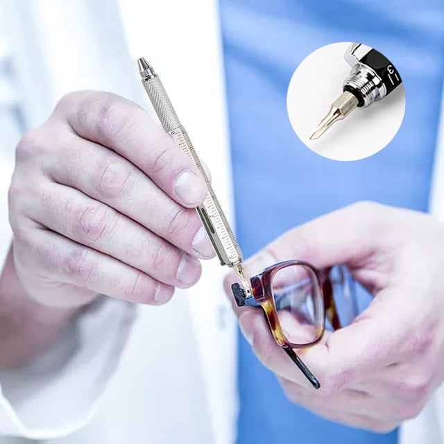 Xihbxyly Bolígrafo Multifunción Metálico, 6 En 1, con Destornillador, Lápiz y Regla, Regalo Portátil para Hombres, Lápiz Capacitivo para Dispositivos Inteligentes, Herramienta Práctica para Ingeniero