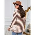 thumbnail image 7 of SHOWMALL Women's Plus Size Open Front Cardigan, Brown Stripe 3X Ribbed Long Sleeve Casual Sweater with Buttons and Pockets for Cozy Fall Winter Outfits, 7 of 7