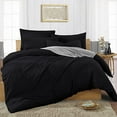 thumbnail image 4 of Twin-XXL Size 3 Piece Duvet Cover with 4 Piece Sheet Set - 7 Piece 100% Egyptian Cotton - Zipper Closure Quilt Cover with 12" Deep Pocket Fitted Sheet - 400TC Bedding - Black Solid., 4 of 8