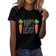 thumbnail image 1 of Prolriy Chemises de Pâques pour Femmes Joyeuses Pâques T-Shirt à Manches Courtes Col Rond Imprimé Lettre Carotte Haut Tenue de Pâques pour Femmes, Hauts Noirs TG, 1 of 5