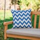 Greylin Outdoor Square Fabric Chevron Water Resistant Throw Pillow, Blue, White - image 3 of 15