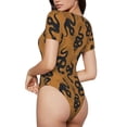 thumbnail image 2 of Kdxio Justaucorps à Manches Courtes Imprimé Serpent pour Femmes Col Rond Modal Doux Confortable Ajusté Aguichant Haut-Moyen, 2 of 7