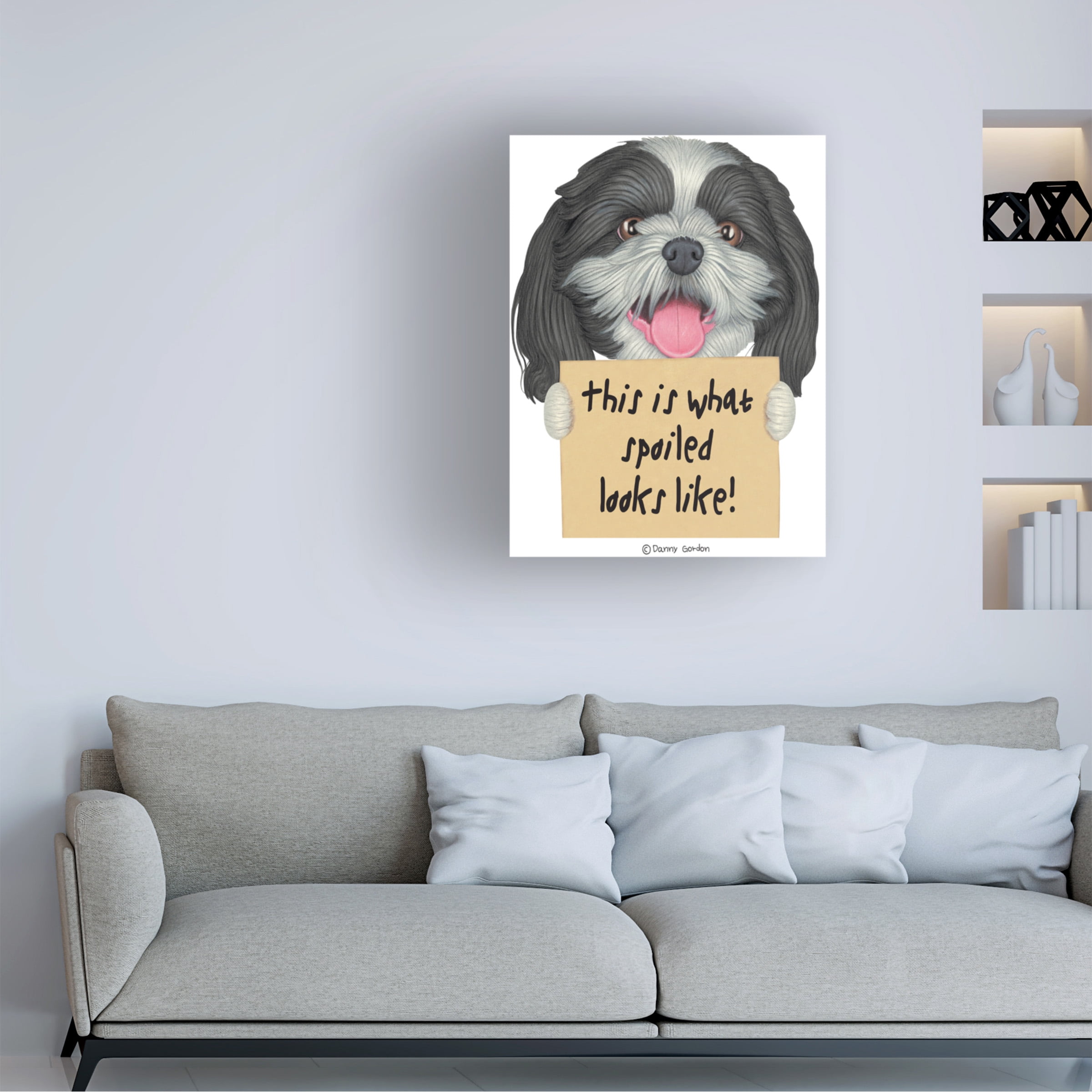Danny Gordon Art 'Black White Shih Tzu with Sign' Canvas Art