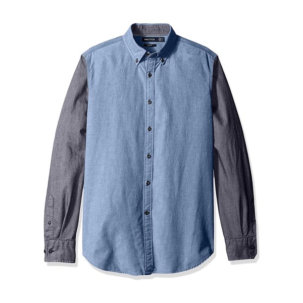 Camisa abotonada ajustada Nautica con Bloques de color para hombre azul extragrande