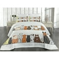 thumbnail image 2 of Ambesonne Dog Quilted Coverlet 3 Pcs, Dog Family in a Row, King Size, Yellow Brown, 2 of 4