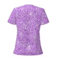 thumbnail image 4 of Naloa Lilac Glittering Print T-Shirts Short Sleeve V Neck Tees for Women Fashion Tops Trendy Lightweight Soft Casual Summer Outfits Clothes, 4 of 5