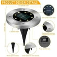 thumbnail image 3 of Solar Ground Lights, 1 Pack 8 LED Solar In-Ground Lights, Waterproof Solar Disk Lights Garden Lights Outdoor Landscape Lighting for Patio Pathway Lawn Yard Deck Driveway Walkway, Cool White, 3 of 8