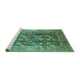 thumbnail image 2 of Ahgly Company Machine Washable Indoor Rectangle Oriental Turquoise Blue Industrial Area Rugs, 7' x 9', 2 of 4