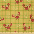 thumbnail image 2 of Ambesonne Beach Fabric by the Yard Microfiber, Funny Crabs Pattern, 1 Yard, Ruby Apricot and White, 2 of 2