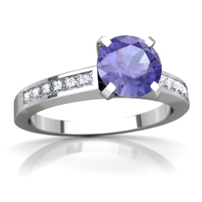 Tanzanite Channel Set Ring in 14K White Gold by