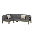thumbnail image 2 of GDF Studio Caspian Outdoor Acacia Wood Left Facing Chaise Lounge Sofa, Grey Finish + Dark Grey, 2 of 9