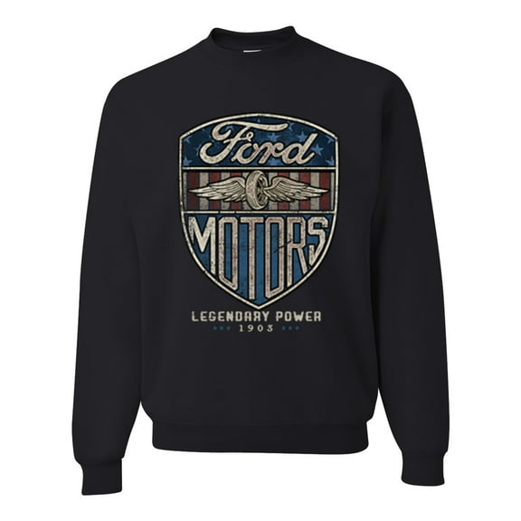 Wild Bobby, 1983 Vintage Distressed Ford Motors Legendary Power Cars and Trucks Unisex Crewneck Graphic Sweatshirt, Black, Small