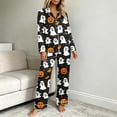 thumbnail image 7 of SETOOFF Halloween Womens Pajama Sets Pumpkin Ghost Print Turndown Collar Tops Loose Pants Cute Funny Sleepwear Plus Size Womens Clothing, 7 of 7