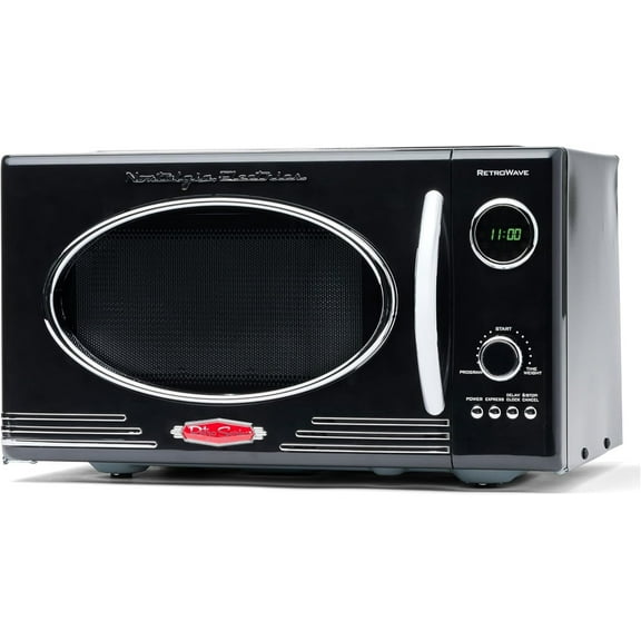 Nostalgia Retro Microwave for Countertop 0.9 cu ft Vintage Microwave, Black