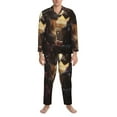 thumbnail image 3 of Salouo Romantic Flower Lion Couple Print Button-Front Long Sleeve Pajama Set for Men, Soft 2Pjs Men's Long Sleeve Sleepwear-X-Large, 3 of 7