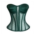 thumbnail image 3 of Feancey Boned Corset Tops for Women Mesh Overbust Corsets Strapless Lace Up Bustier Top Built In Bra Waist Cincher Halloween Costumes Green XXL, 3 of 8