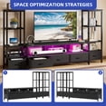 thumbnail image 2 of ModFusion 60” Black TV Stand with Storage Drawers & Adjustable Side Shelves, Fits TVs up to 65”, 2 of 7