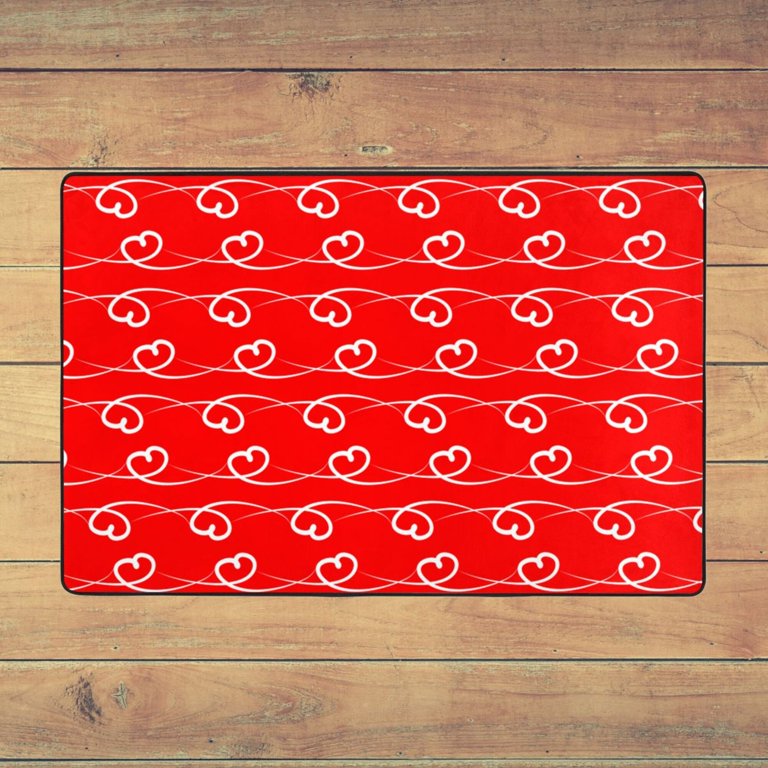 XMXY Romantic Valentine's Day Pink Heart Area Rugs Doormat Outdoor