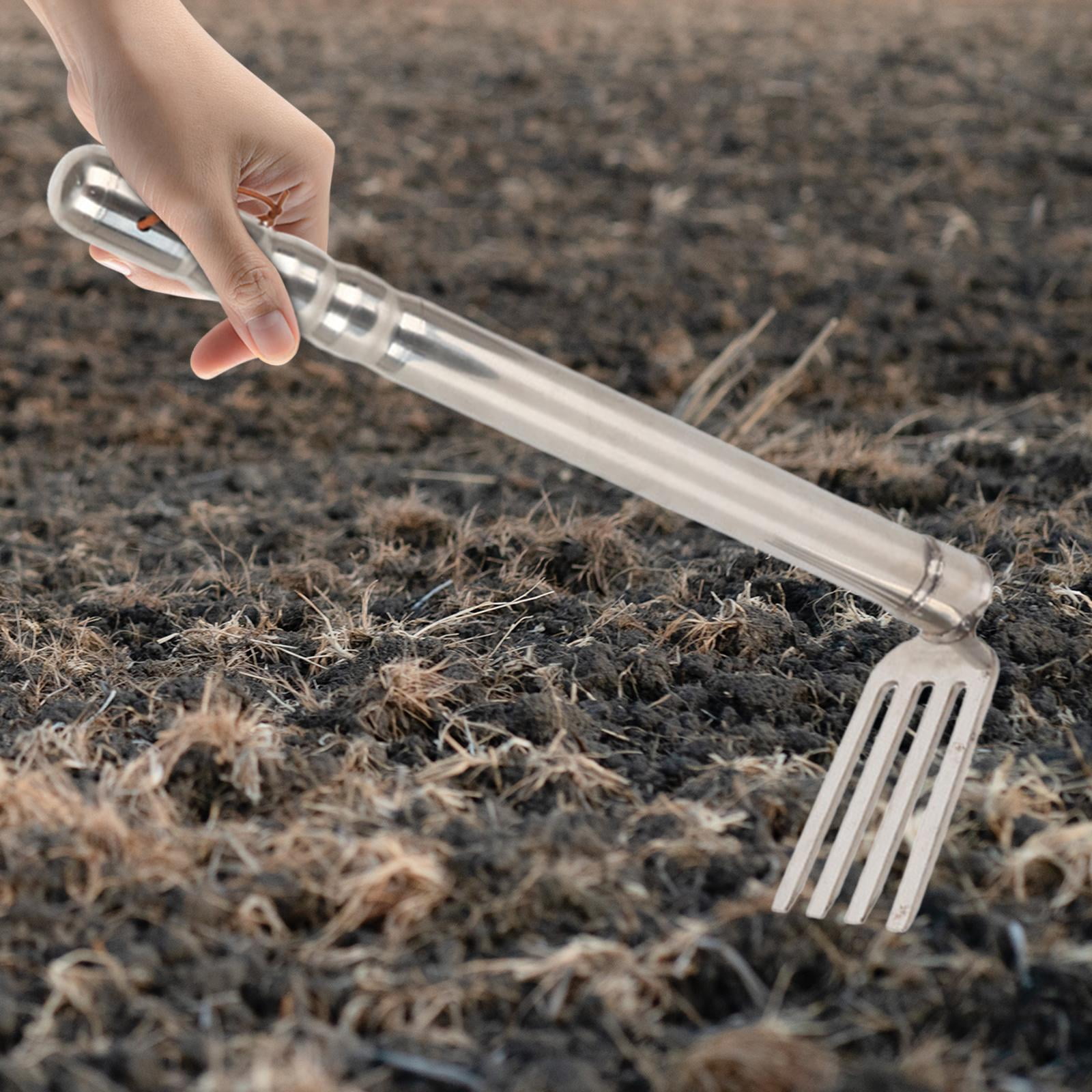 MAGIDEAL Gardening Hand Tiller Tool Stainless Steel 15.1inch Long for Outdoor Camping Rake