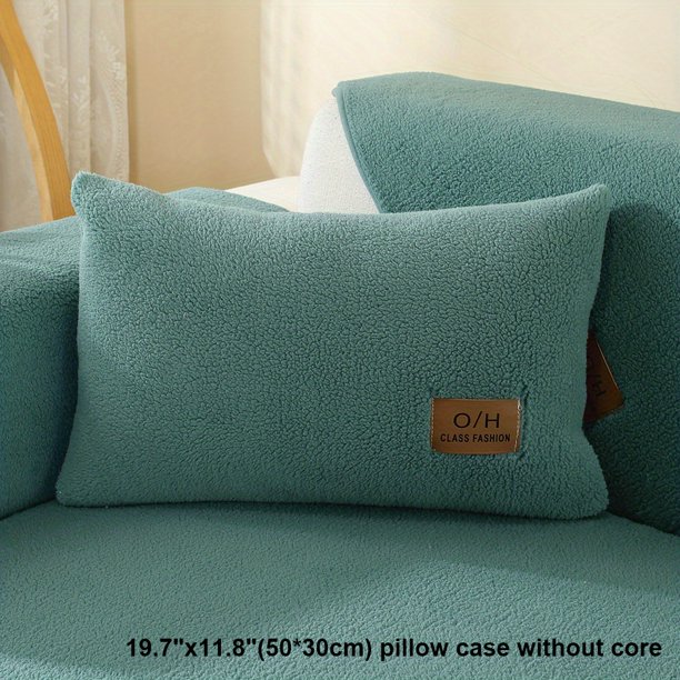 1 funda de sofá de forro polar Sherpa, protector de cojín de asiento de felpa gruesa, funda de sofá antideslizante difusa, protector de muebles, para decoración de dormitorio, oficina, sala de estar