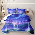 thumbnail image 2 of Homewish Natural Scene Bed Spread Queen, Dreaming Blue Purple Queen Coverlet Set, 3 Pieces 1 Quilt and 2 Pillowcases, 2 of 7