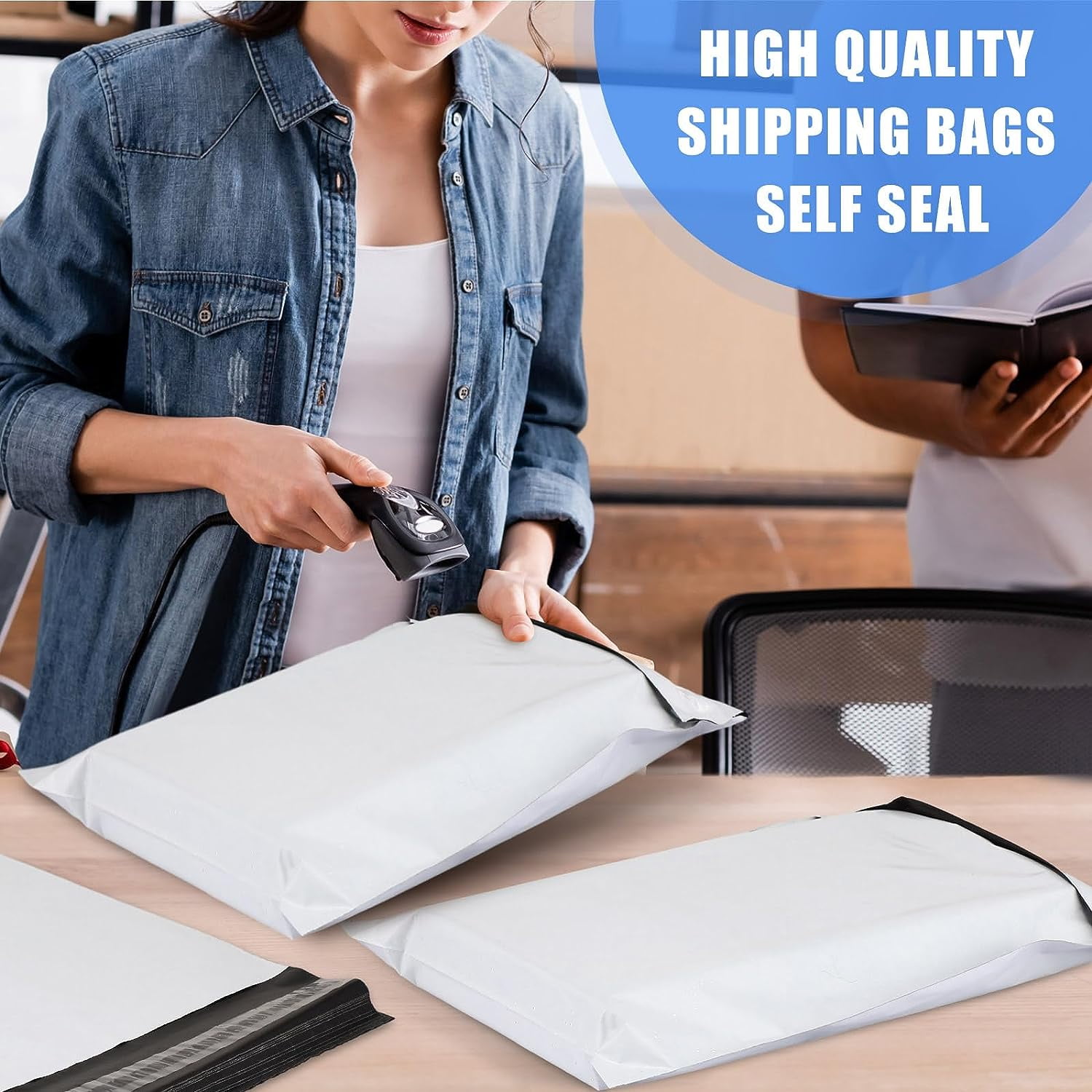 FungLam Poly Mailers 12"x15.5", 500 Pack Large Waterproof Poly Bags for Shipping, Self Sealing Plastic Mailing Bags, Shipping Bags for Clothes